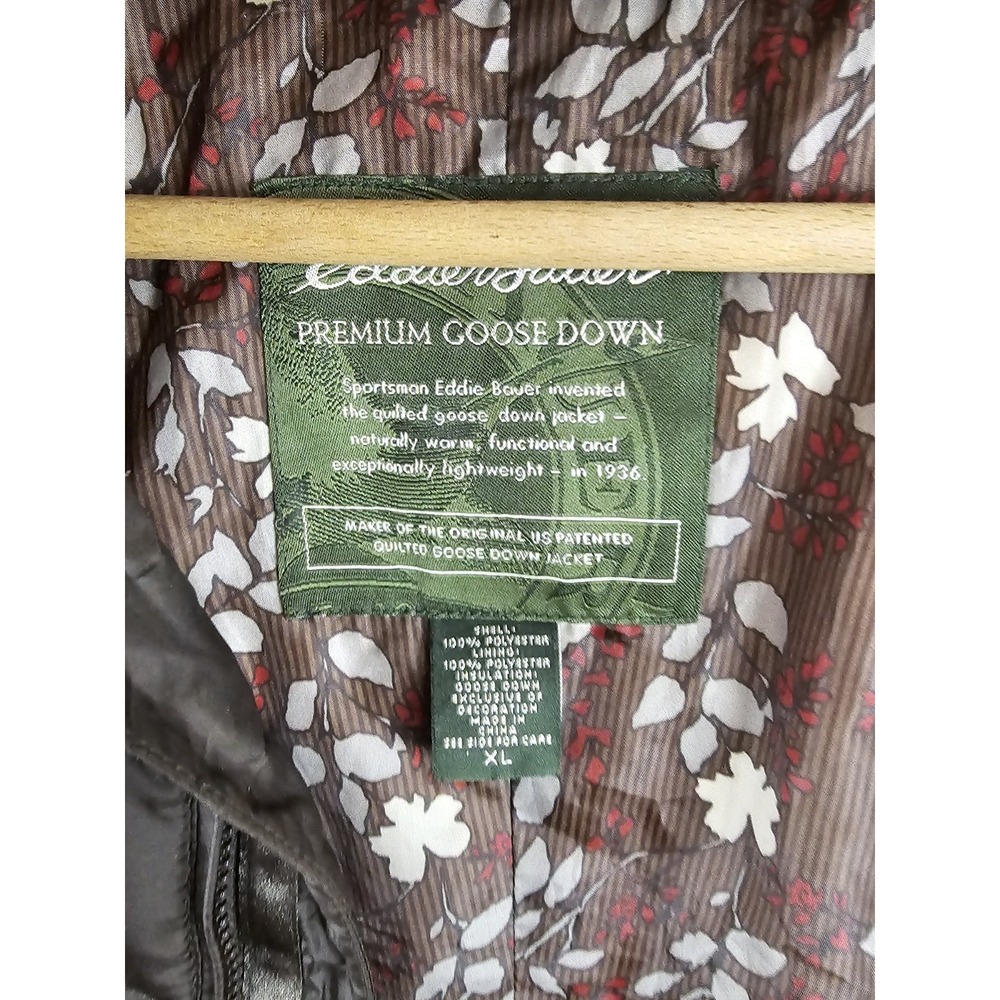 Eddie Bauer Premium Goose Down Brown Puffer Quilted Jacket Coat Women's XL - Picture 4 of 14
